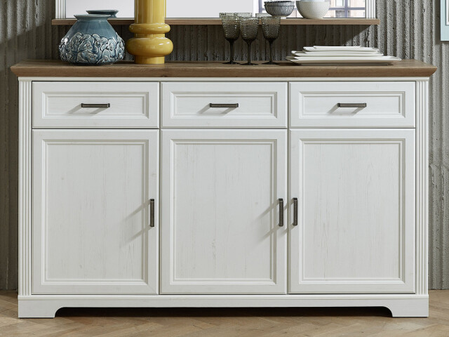 Sideboard >Jasmin< in Pinie-Hell aus Metall - 166x102x48cm (BxHxT)
