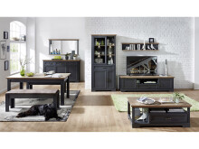 Wohnwand >Jasmin< in Graphit aus Metall - 299x204x51cm (BxHxT)