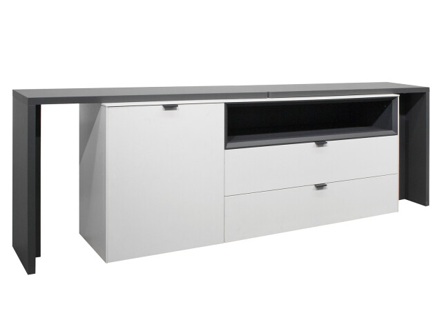 Sideboard >Shayla III< in Weiß matt Lack - 240x77x41cm (BxHxT)