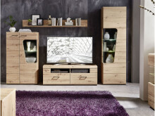 Vitrine >Filmer< in Artisan Eiche Nachbildung aus Metall - 62x205x37cm (BxHxT)