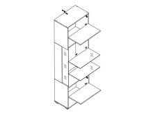 Vitrine >Filmer< in Artisan Eiche Nachbildung aus Metall - 62x205x37cm (BxHxT)