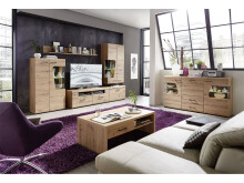 Couchtisch >Filmer< in Artisan Eiche Nachbildung aus Metall - 110x40x65 (BxHxT)