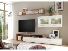 Wohnwand >Natalie< in Weiß aus Glas - 265x192x42cm (BxHxT)