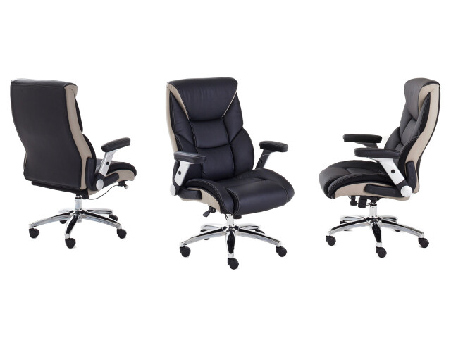 Chefsessel >Rayleigh< in Schwarz Beige aus Metall - 78x116x79cm (BxHxT)