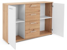 Sideboard >Jacklin< in Artisan Eiche Weiß - 120x85x35cm (BxHxT)