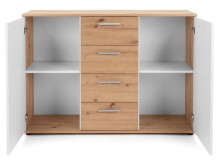 Sideboard >Jacklin< in Artisan Eiche Weiß - 120x85x35cm (BxHxT)