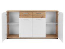 Sideboard >Jacklin< in Artisan Eiche Weiß - 160x85x35cm (BxHxT)