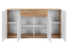 Sideboard >Jacklin< in Artisan Eiche Weiß - 160x85x35cm (BxHxT)