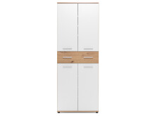 Schuhschrank >Jacklin I< in Artisan-Eiche Weiß - 70x185x35cm (BxHxT)