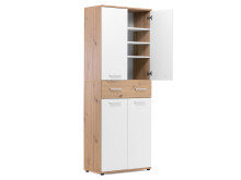Schuhschrank >Jacklin I< in Artisan-Eiche Weiß - 70x185x35cm (BxHxT)