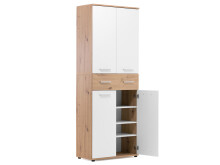 Schuhschrank >Jacklin I< in Artisan-Eiche Weiß - 70x185x35cm (BxHxT)
