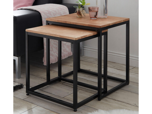 Satztisch >Samuele< in Asteiche geölt aus Metall - 50x48x40cm (BxHxT)
