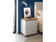 Nachtkonsole >Tataouine< in Weiß matt lackiert aus Massivholz - 48x59x40 (BxHxT)