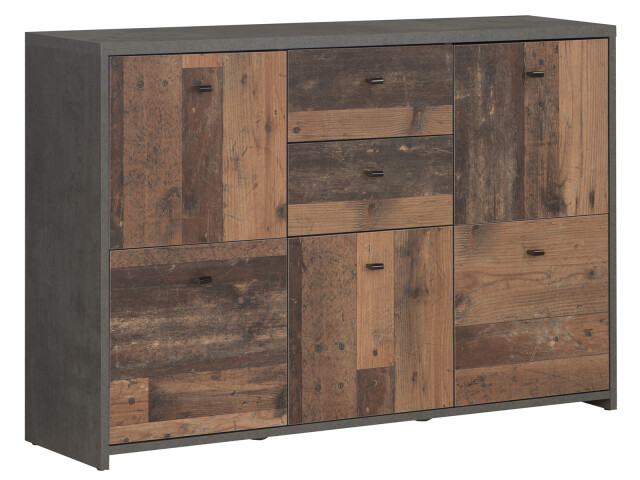 Kommode >Burg< in Betonoptik Dunkelgrau - 114.1x77.5x29.6cm (BxHxT)