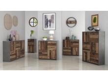 Kommode >Burg< in Betonoptik Dunkelgrau - 114.1x77.5x29.6cm (BxHxT)