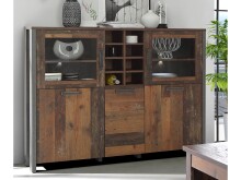Highboard in Schwarz aus Glas - 151,4x127,9x41,6cm (BxHxT)