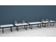 Esstisch >Talbert< in Weiß matt Schwarz aus Metall - 160x74,4x90cm (BxHxT)