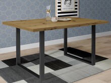 Esstisch >Talbert< in Artisan Eiche Schwarz aus Metall - 160x74,4x90cm (BxHxT)