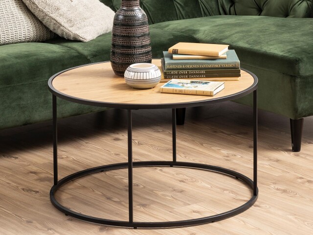 Couchtisch >Carney< in Wildeiche aus Metall - 80x80x45cm (BxHxT)