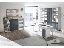 Schreibtisch >Olivia< in lichtgrau aus Metall - 170x76x73cm (BxHxT)