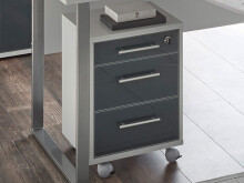 Rollcontainer >Olivia< in lichtgrau aus Glas -...