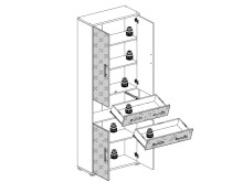 Aktenschrank >Olivia< in lichtgrau aus Glas - 79x220x35cm (BxHxT)