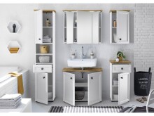 Badezimmer-Set >Tomlin< (5-teilig) in Weiß - 205x191x47cm (BxHxT)