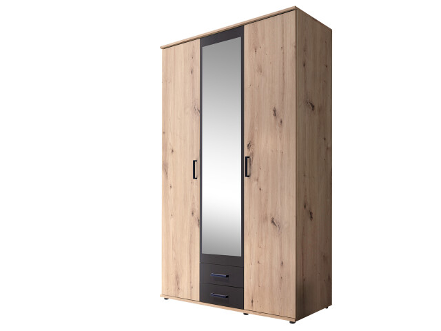 Kleiderschrank >Cilli< in Anthrazit - 119,6x196,3x53,5cm (BxHxT)