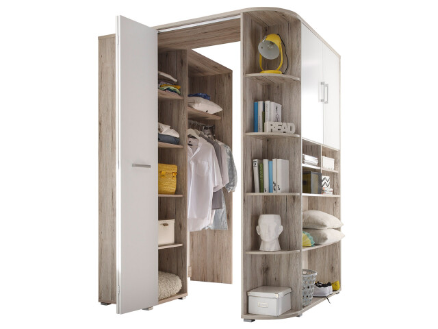 Kleiderschrank >Lasmos< begehbar, in Sandeiche/weiß - 146x198x133cm (BxHxT)