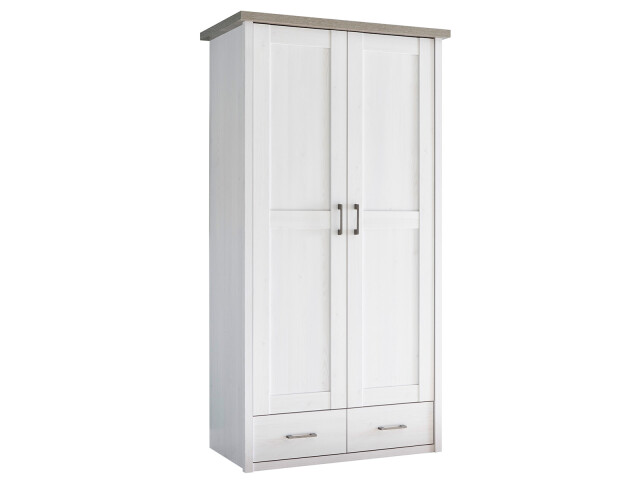 Kleiderschrank >Lebbie< in Pinie-Weiß;Trüffel - 106x201x55cm (BxHxT)