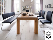 Sitzbank >Muvo III< in Schwarz aus Rindsleder - 155x86x59cm (BxHxT)