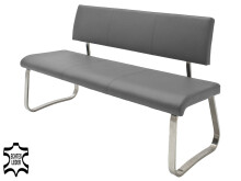 Sitzbank >Muvo IV< in grau aus Rindsleder -...