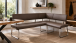Eckbank >Muvo I< in Braun aus Rindsleder - 200x86x60cm (BxHxT)