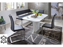 Eckbank >Muvo I< in Schwarz aus Rindsleder - 200x86x60cm (BxHxT)