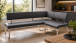 Eckbank >Muvo I< in Schwarz aus Rindsleder - 200x86x60cm (BxHxT)