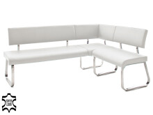 Eckbank >Muvo I< in Weiß aus Rindsleder - 200x86x60cm (BxHxT)