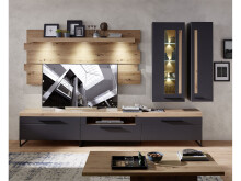 TV-Board >Lewes< in Lack Laminat Graphit supermatt - 192x55x44 (BxHxT)