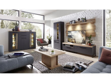 TV-Board >Lewes< in Lack Laminat Graphit supermatt - 192x55x44 (BxHxT)