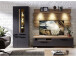 TV-Board >Lewes< in Lack Laminat Graphit supermatt - 192x55x44 (BxHxT)