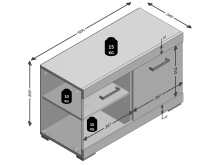 Sitzbank >Birkenhead< in Matera - 80x50x35cm (BxHxT)