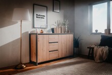 Sideboard >Arvada< in Artisan Eiche aus MDF - 160x88x40cm (BxHxT)