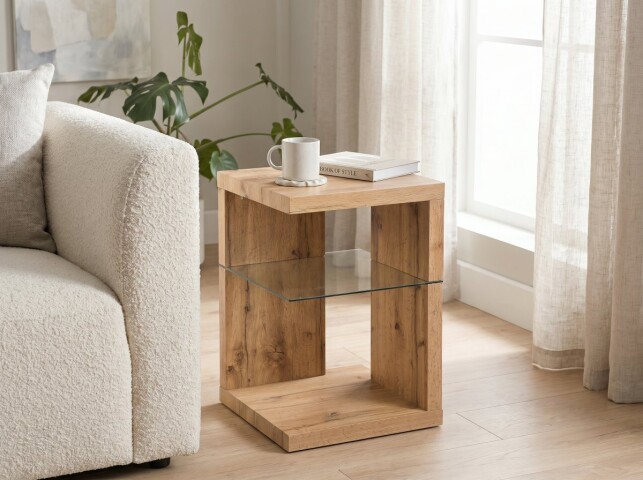 Beistelltisch >Wunstorf I< in Braun aus Glas - 40x60x40cm (BxHxT)