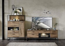 TV-Board >Manhattan< in Haveleiche Cognac - 175x62x48cm (BxHxT)
