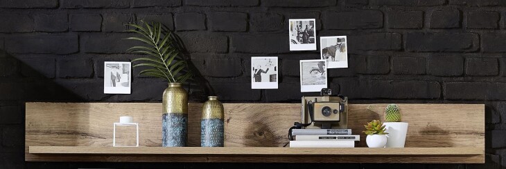 Wandboard >Manhattan< in Haveleiche Cognac - 155x20x25cm (BxHxT)