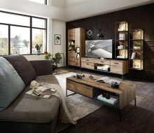 Wandregal >Manhattan< in Haveleiche Cognac aus MDF - 35x128x28cm (BxHxT)