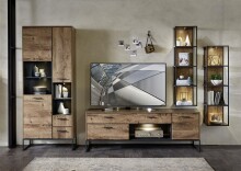 Wandregal >Manhattan< in Haveleiche Cognac aus MDF - 35x128x28cm (BxHxT)