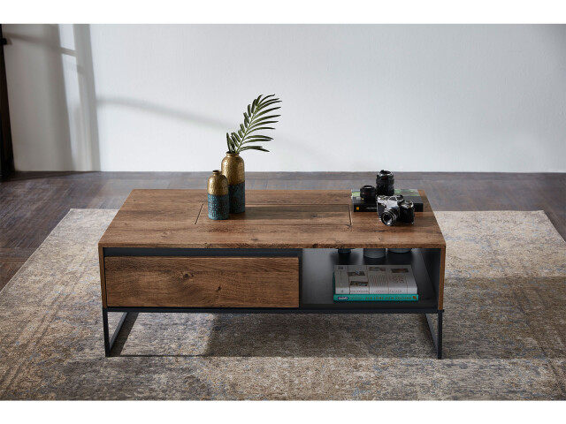 Couchtisch >Manhattan< in Haveleiche Cognac aus MDF - 115x42x65cm (BxHxT)