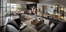 Wohnwand >Manhattan< in Haveleiche Cognac - 320x196x48cm (BxHxT)
