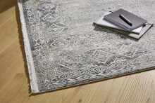 Teppich in Grau/Creme Bordüre aus 50% Viskose, 50% Acryl - 150x80x0,6cm (LxBxH)