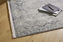 Teppich in Grau/Creme Bordüre aus 50% Viskose, 50% Acryl - 290x200x0,6cm (LxBxH)